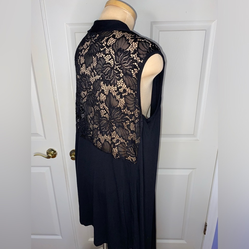 Black Sleeveless Lace Cardigan Vest, Layering Piece